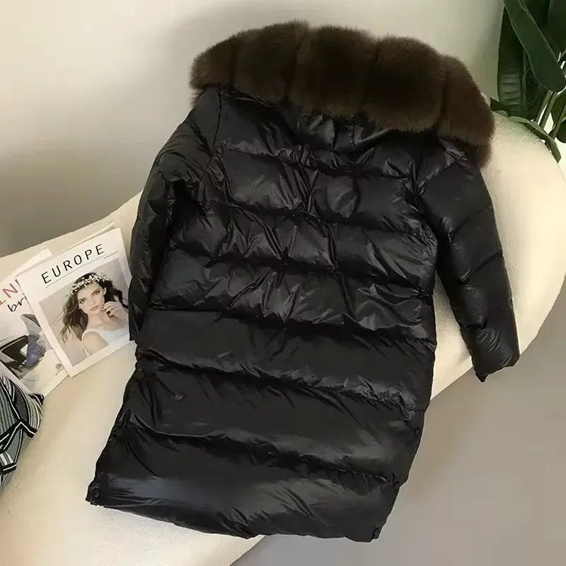 Women's Oversized Duck Down Jacket with Luxurious Natural Fur – Ultimate Winter Warmth & Style