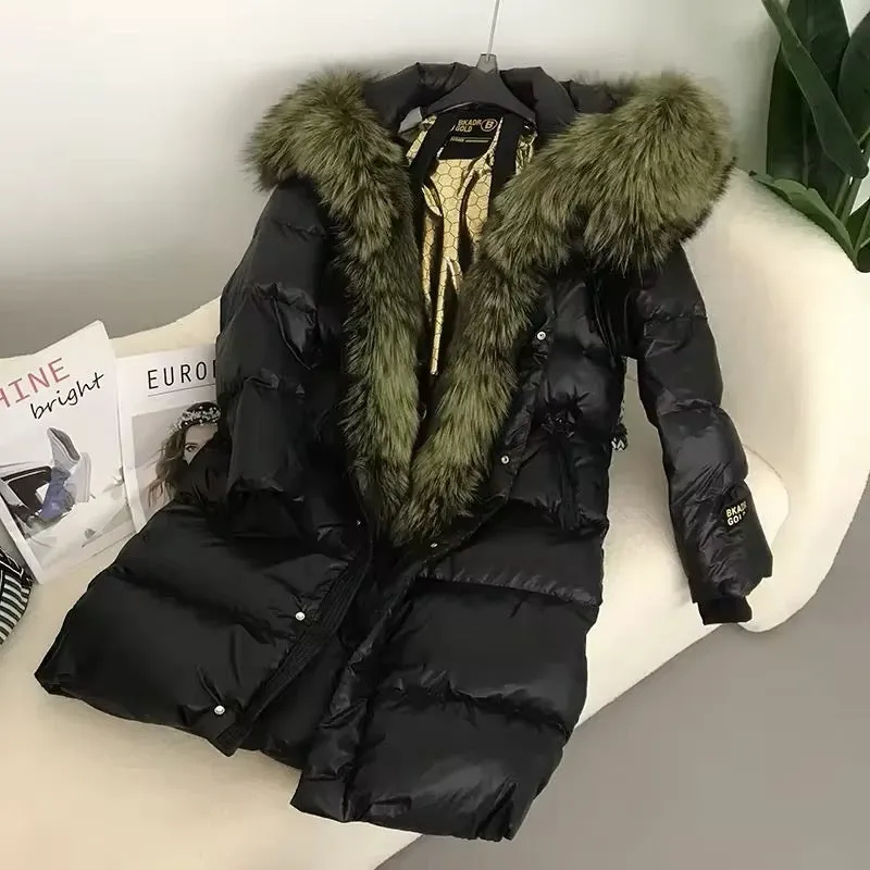 Women's Oversized Duck Down Jacket with Luxurious Natural Fur – Ultimate Winter Warmth & Style