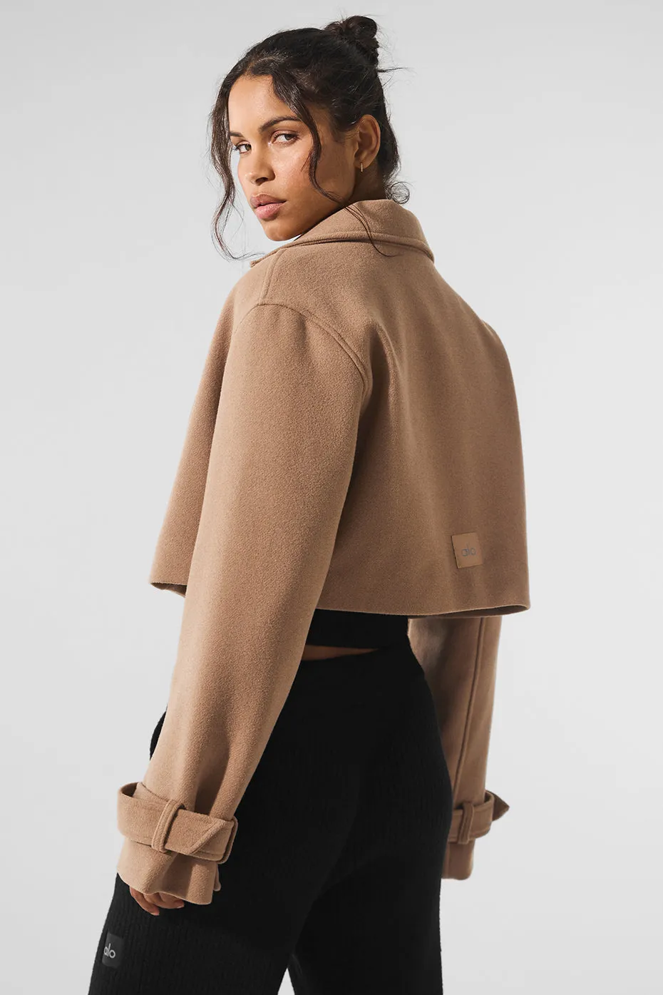 Wool Cropped Metro Trench - Toasted Almond