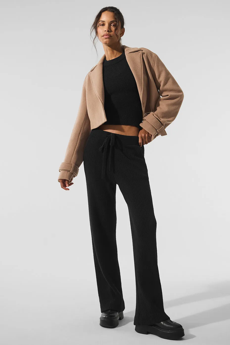 Wool Cropped Metro Trench - Toasted Almond